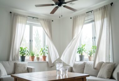 Interieur lumineux avec ventilateur et plantes pour rester au frais en ete